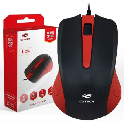 Mouse Óptico C3TECH USB Vermelho - MS-20RD