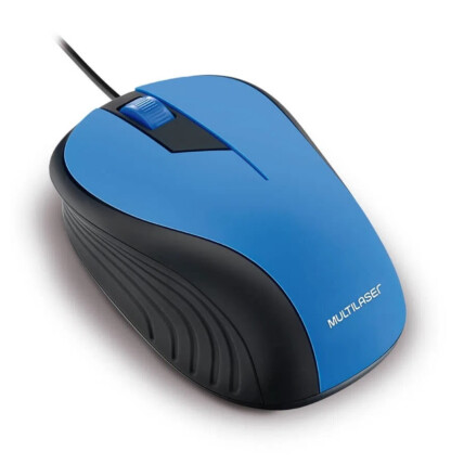 Mouse Óptico Multilaser Emborrachado com Fio Usb 1200dpi Azul - MO226