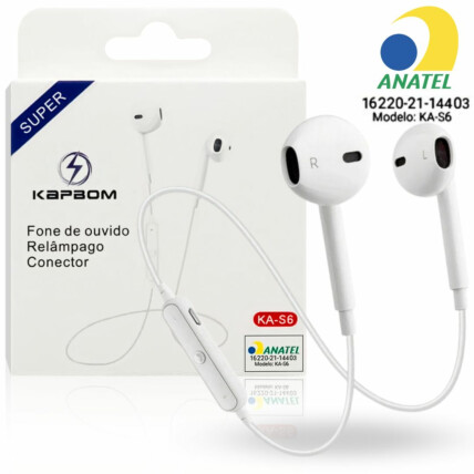 Fone de Ouvido Bluetooth 4.1 Estéreo Esportivo Branco - KA-S6