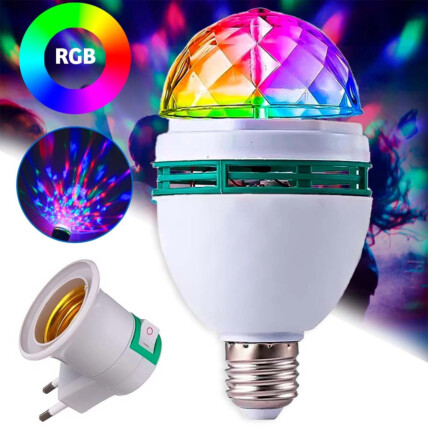 Lâmpada Giratória para Efeito Especiais de Luzes e Cores RGB 3w E27 - KA-1099