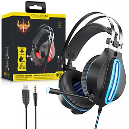 Headset Gamer com Microfone e Led Azul OVLENG - GT-62