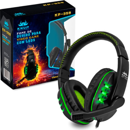 Headset Gamer c/ Microfone LED USB Ps3/Ps4/PC KNUP - KP-359