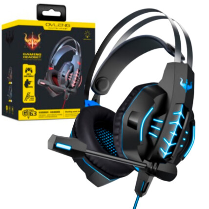 Headset Gamer Com Microfone E Led Azul OVLENG - GT-63