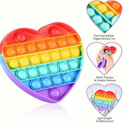 Brinquedo Pop It Anti Stress Bolha Colorido Formato Coração