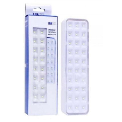 Luminária de Emergência Luz 30 LED's Alto Brilho Cor Branco Frio Luatek - LK-730