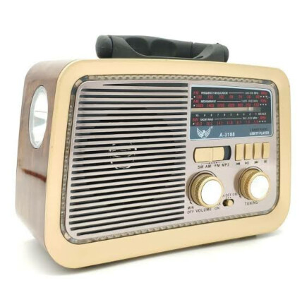 Caixa De Som Retro Vintage Portátil Rádio FM/AM Cartão SD / Usb / Aux P2 com Lanterna Altomex A-3188