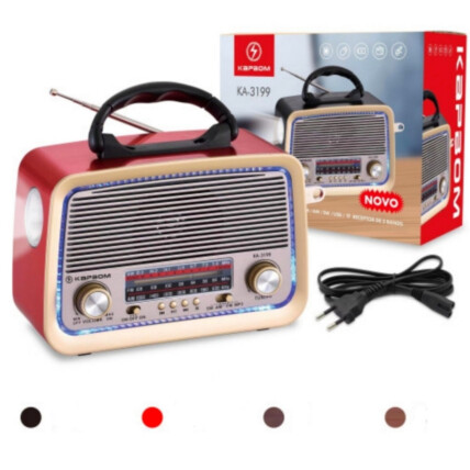 Caixa de Som Bluetooth Rádio Retrô FM/AM/USB - KA-3199