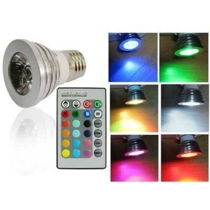 Lâmpada LED RGB com Controle Remoto 3w 16 Cores TMALL - D-3WRGB/SL-E27