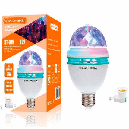 Lampada LED Colorida Giratória com Adaptador de Tomada STARMEGA - ST-015