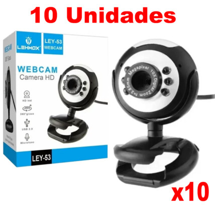 Kit 10 UN Webcam Câmera 640x480 Usb para Vídeo Chamadas PC e Notebook Lehmox - LEY-53