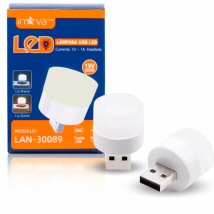 Mini Lâmpada Led USB 1W Luz Branca e Quente INOVA - LAN-30089