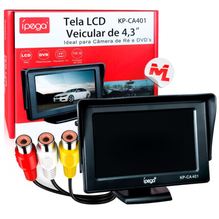  Monitor LCD Veicular 4.3 Polegadas para Camera de Ré - KP-CA401