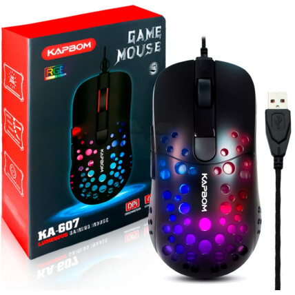 Mouse Gamer com Fio Usb e Iluminação Led Kapbom - KA-607