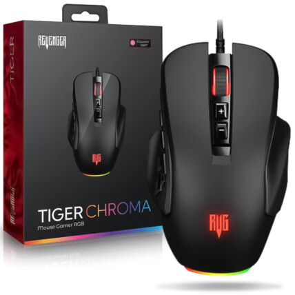 Mouse Gamer RGB 6200DPI 8 á 14 Botões Pixart 3327 REVENGER - MO-TGR001