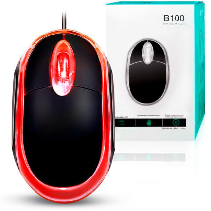 Mouse Óptico com Fio USB 2.0 para PC e Notebook 3 Botões - B100