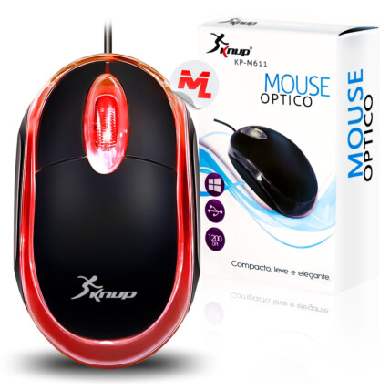 Mouse Óptico USB 2.0 3 Botões 1200 Dpi Knup - KP-M611