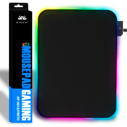 Mouse Pad Gamer com Led RGB 350x250mm Preto KNUP - KP-S012