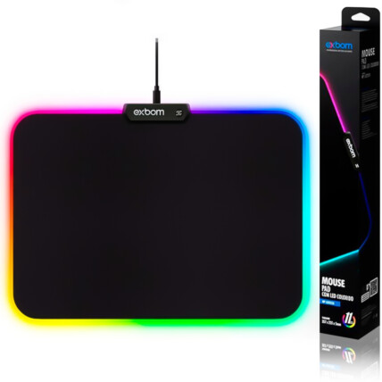Mouse Pad Gamer com LED RGB 7 Cores 255x357x4mm EXBOM - MP-LED2535