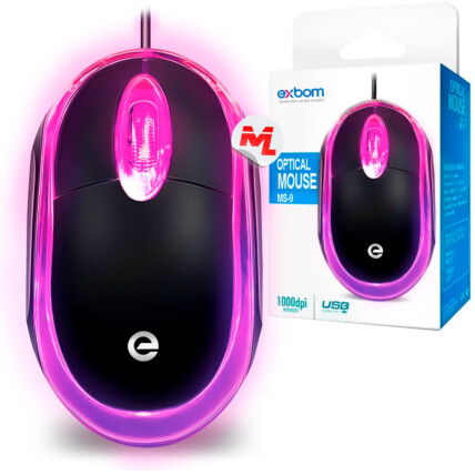 Mouse USB Óptico Com Led Exbom - MS-9