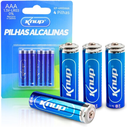 Pilha AAA Alcalina 1.5V LR03 com 4 unidades KNUP - KP-2900AAA