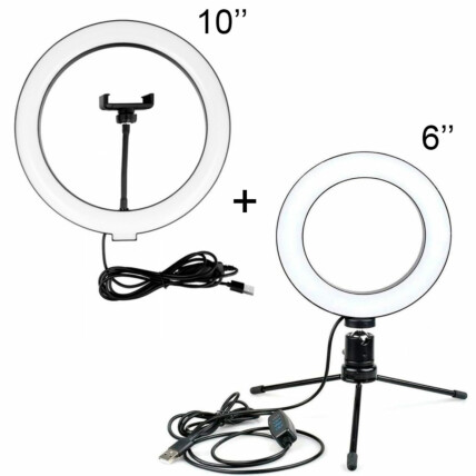 Kit com 2 Ring Light Iluminador Led 10 e 6 Polegadas - OR-PL610