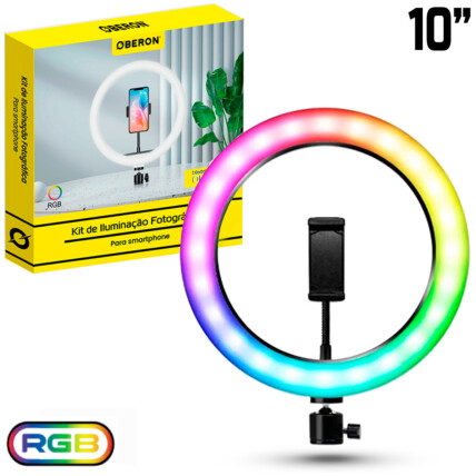 Ring Light Profissional RGB 10 Polegadas com Suporte para Celular - OR-PL10R