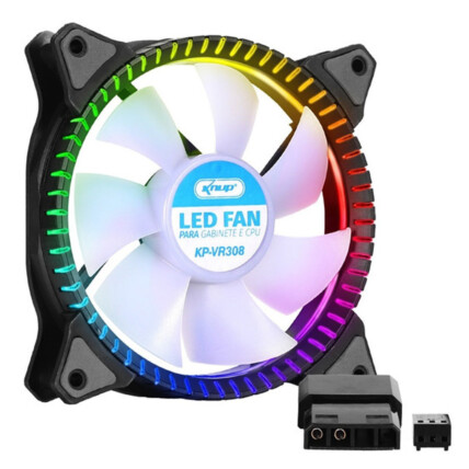 Cooler Fan Led RGB 7 Pinos 120mm p/ Gabinete 1500 Rpm Knup - KP-VR308