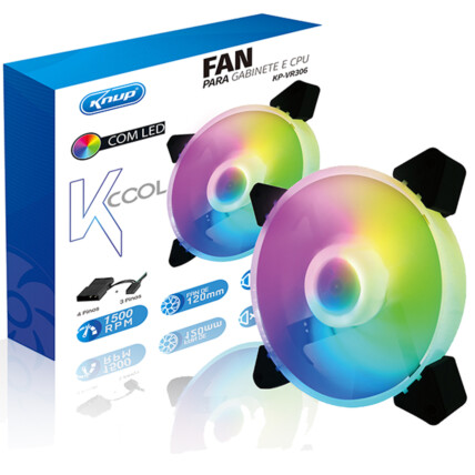 Cooler Fan para Gabinete e CPU 120mm X 25mm com Led RGB KNUP - KP-VR306