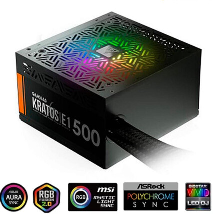 Fonte ATX Gamdias Kratos E1 500W 80 Plus Led RGB - GD-Z500ZZZ