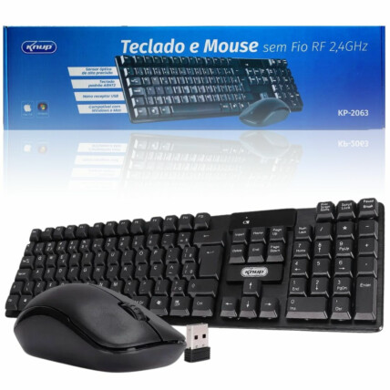 Teclado e Mouse Sem Fio Wireless ABNT2 KNUP - KP-2063