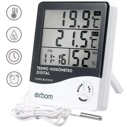 Termometro Medidor de Umidade e Temperatura Com Sensor Externo Exbom - FEPRO-MUT60OS