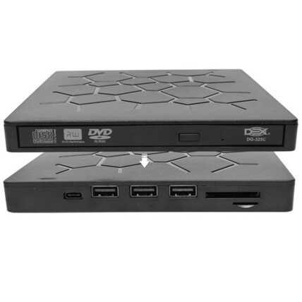 Gravador Externo CD/DVD Slim Usb 3.0 com Entrada Usb/ Tipo C/ Micro SD - DG-325C