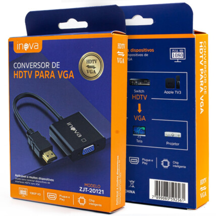 Cabo Conversor HDMI para VGA com Áudio P2 INOVA - ZJT-20122
